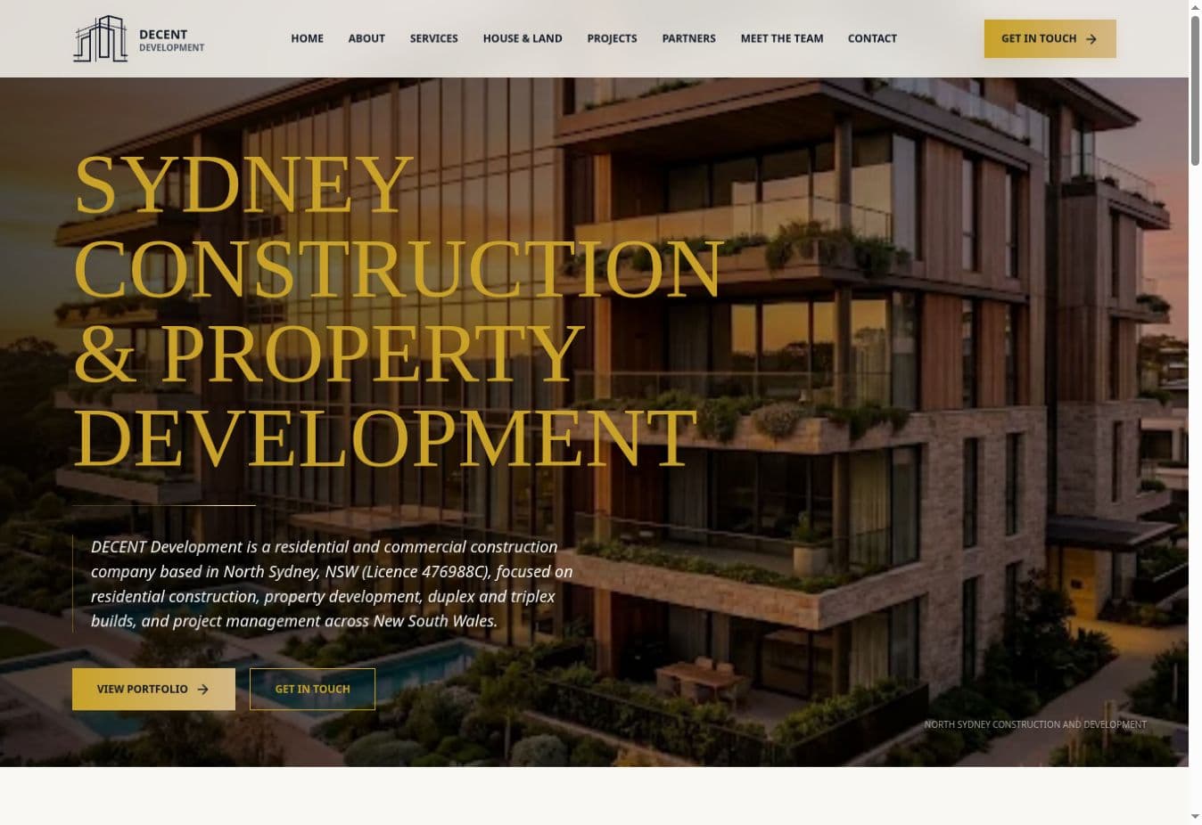 DECENT Development website homepage preview
