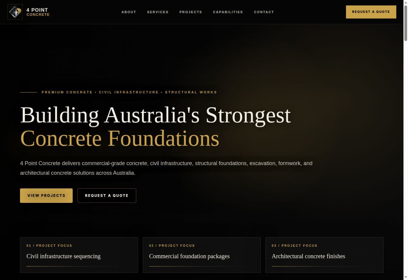 4 Point Concrete website homepage preview